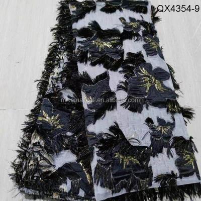 China Viable fashion satin jacquard fabric material jacquard brocade design tassel jacquard net lace fabric for sale