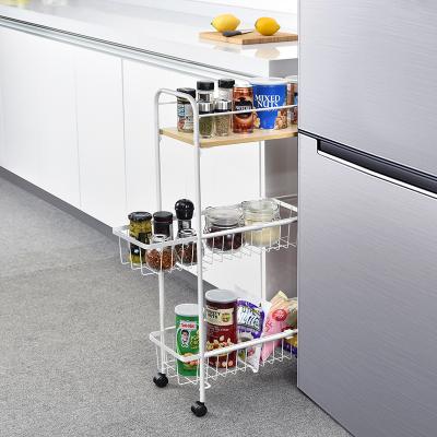 China Modern 4-Tier Slide Out Organizer Space Saving Rolling Shelf Storage Cart Slim Mobile Serving Cart for Narrow Gap for sale