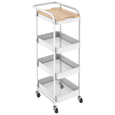 China Multifunctional Teacher Cart With Wheels Storage Organizer 4 Tier Kitchen Easy Cleaning Service Rolling Cart for sale