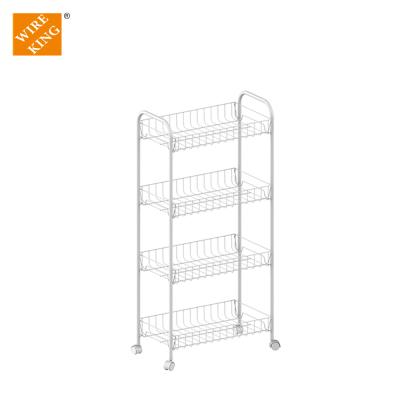 China Home.Hotel.Bathroom. Wholesale Living Room Kitchen Storage Racks and Racks 4 Tier Steel Wire Vegetable Storage Cart Kitchen Cart Storage Rolling Cart. for sale