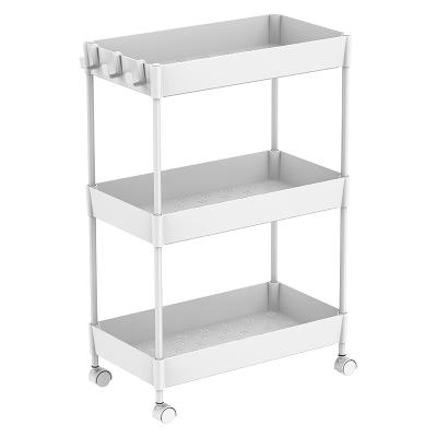 China Gap CLASSIC 3 Tier Bathroom Organizers Rolling Cart Kitchen Utility Storage Shelves Rack With Three Hook for sale