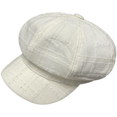 China breathable & Autumn And Winter Chic Sweet Style Painter Hat Checked Baker Waterproof Soft Octagonal British Hat for sale