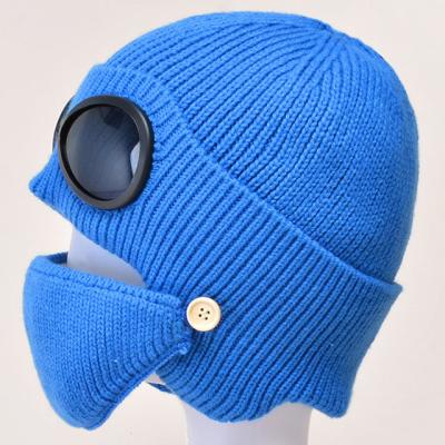 China 2021 Image Autumn And Winter New Aviator Glass Hearing Protection Border Thick Woolen Hat for sale