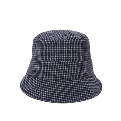 China COMMON Small Lattice Women's Cotton Bucket Hat Four Seasons Fashion Adjustable Elastic All-match Couple Hat for sale