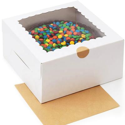 China Custom Bakery Box white Wedding Kraft Paper Cake Box with Window for sale