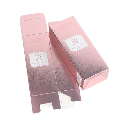 China Luxury Cardboard Pink Rose Gold Foil Embossed Skincare Beauty Packaging for sale