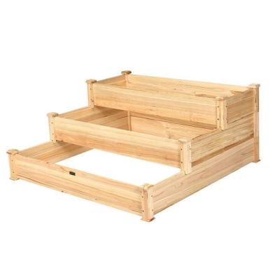 China Modern Natural Rot-Resistant Outdoor Raised Wooden Planter Garden Bed for sale