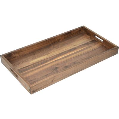 China Custom Wood Stocked High Quality Porcelain Opens Food Serving Tray Wooden Floating Wooden Rolling Tray for sale