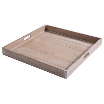 China Best Stocked Selling High Quality Antique Natural Color Bamboo Style Nested Handle Fruit Serving Tray for sale