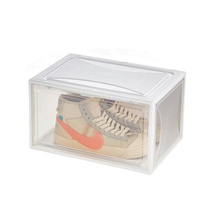 China Viable Magnetic Transparent Plastic Flip Storage Shoe Boxes Sneaker Storage for sale