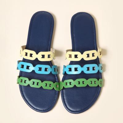 China Fashion color hollow fashion trend of 2022 new summer sandals women outside wearing flat female sandals for sale