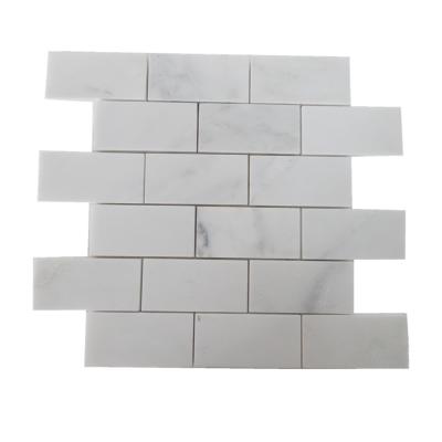 China 2x4 Inch Asian Statuary White Marble Flooring Oriental White Marble Mosaic Slab for sale