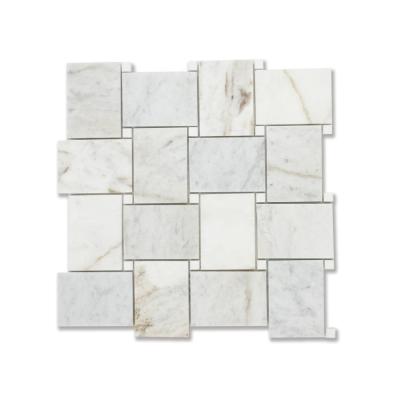 China Material Glorious White Marble Decoration Mosaic Basketwave Floor Tiles for sale