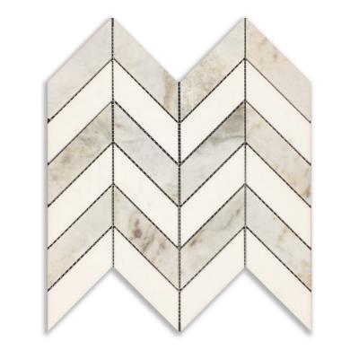 China Glorious White Chevron Kitchen Material Decoration Wall Tile Mosaic With Thassos for sale