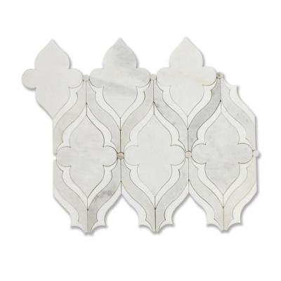 China Decoration Bathroom Floor Tile Material Glorious White Waterjet Marble Mosaic for sale