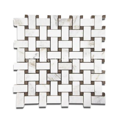 China Italian Calacatta Gold Basket Weave Luxury Mosaic Natural White Marble for sale