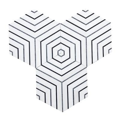 China Wall and Floor Decoration Hexagon Marble Mosaic Tiles for Wall Decoration Natural Marble Panels HCX013 for sale