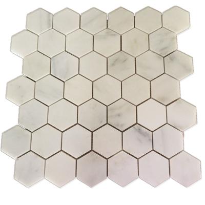 China China 2inch Hexagon White Marble Asian Statuary Statuary Mosaic Tile For Interior Luxury Oriental White Floor And Wall Decoration for sale