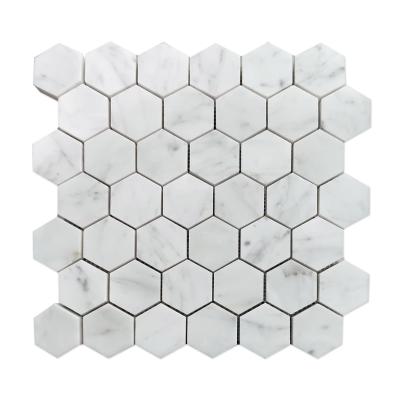 China White Carrara Hexagon Marble Mosaic 305*305mm for sale