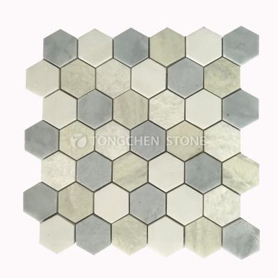 China 100% Natural Marble New Colors Stone 2inch Hexagon Natural Marble Mosaic Tiles for sale