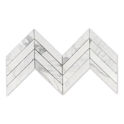 China Parquet Calacatta Premium Gold Chevron Stone White Natural Marble Mosaic Slab for Wall and Flooring for sale