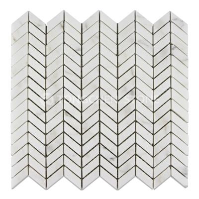 China Statuary White Parquet Natural Stone Small Chevron Mosaic Slabs Flooring for sale