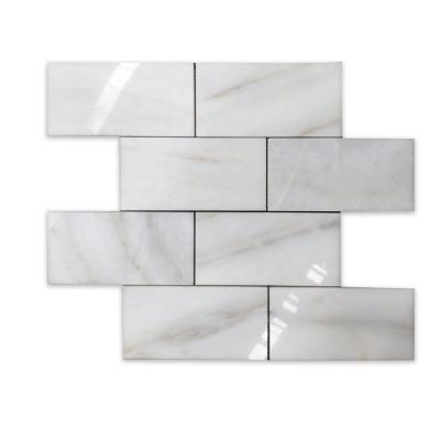 China Parquet Bianco Vena White Marble Mosaic 2x4 Brick Mosaic Subway Mosaic Slabs For Floor And Wall for sale