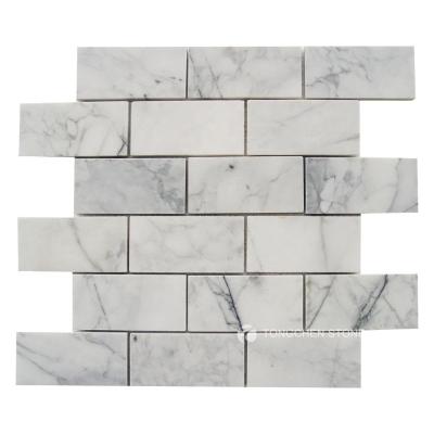 China Parquet Calacatta Cressa 2x4 Inch Brick Marble Tiles Backsplash Floor Mosaic for sale