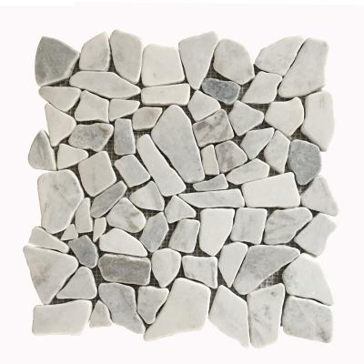 China Modern Tumbled Six Colors Cobblestone / Pebble Marble Mosaic Tile for sale