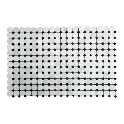 China Oriental White Octagon Marble Mosaic With Black Dot 300*300mm for sale