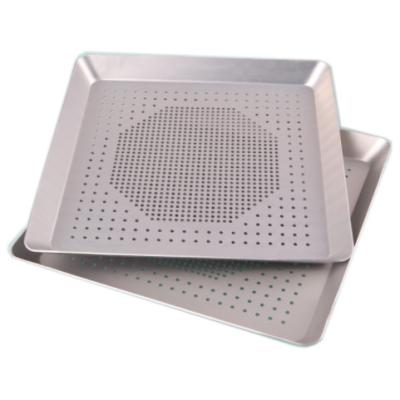 China Sustainable Knead Cheese Cooking Pan Holes Square Pizza Tray Baking for sale