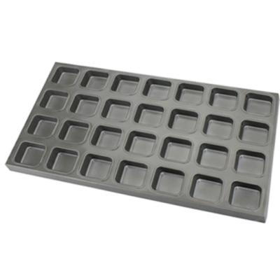 China Sustainable DIY Cake Loaf Mold Eco-friendly Non Stick 28pcs Square Cupcake Molds Muffin Oven Baking Mold for sale