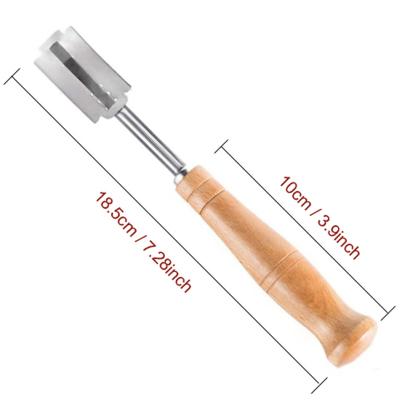 China Durable Stainless Steel Double Edge Round Wooden Handle Bread Blade Tool for sale