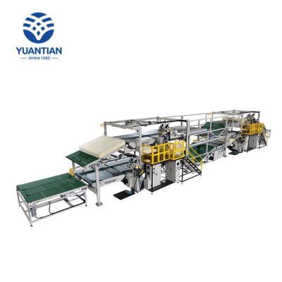 China Furniture making Yuantian automatic double layer strip edge machine for mattress production chain/conveyor type/automatic shaking for sale