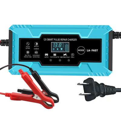 China SCP LCD Display 6V 12V 2A Motorcycle Car AGM Gel Battery Charger 6V 12V 2ah-20ah Lead Acid Battery Charger with ABS Shell for sale