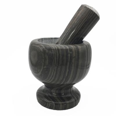 China Stocked Marble Mortar Pestle Set Stone Herb Spice Mixing Grinding Garlic Crusher Bowl Restaurant Kitchen Tools for sale