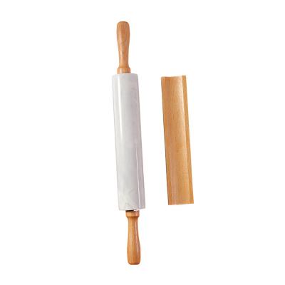 China Outdoor Marble Rolling Pin With Wooden Handle Nonstick Dough Roller Viable For Baking for sale