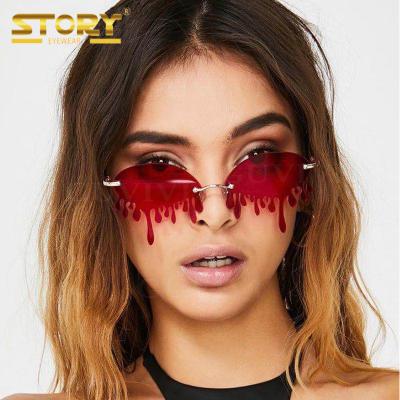 China 2020 STORY GB5330A 2020 fashion news ladies frameless sunglasses fashion trend high profile tears sunglasses for sale