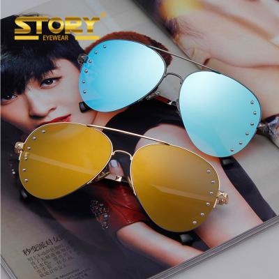 China fashion sunglasses HISTORY STY3610F mirrored metal pilot logo for sunglasses 2018 productos for sale