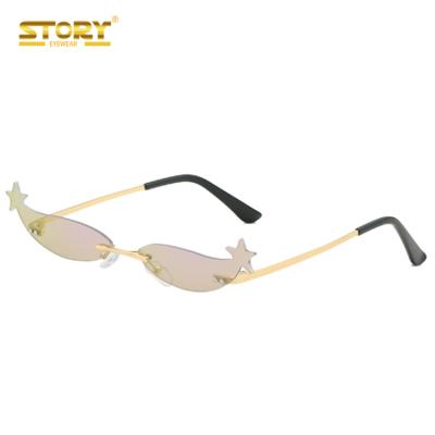 China New fashion wholesale fashion sunglasses STY3457D small frame lady sunglasses rimless stars for party for sale