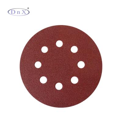 China Wood Manufacturer 5 Inch 125 Mm 8 Holes Garnet Sanding Paper Abrasive Sanding Disc for sale