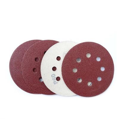 China Red Aluminum Oxide 5inch lija papel de por al mayor Sandpaper Abrasive Sanding Wood Paper Disc for Polishing and Grinding for sale