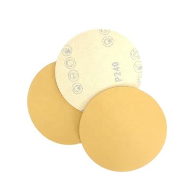 China Grinding/Polishing For Wood 6-Inch No Hole Gold Aluminum Oxide Hook And Loop Sanding Disc For Random Orbital Sander for sale