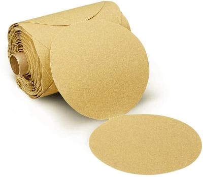 China Long duration ; High Performance DnX Abrasive 6 Inch 150mm PSA Backing Industrial Sandpaper Roll Gold Sanding Disc With 100 Pcs Polishing For Automotive Wood for sale