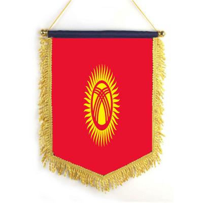 China High Quality Premium International Health Care Institutes Sun Events Tassels Sports Pennants Football Satin Swap Material Flag for sale