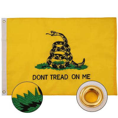 China Health Care Institutes Sun Don't Tread On Me Durable 3x5 Flag Polyester Yellow Snake Flag Custom Embroidered American Country Flag for sale