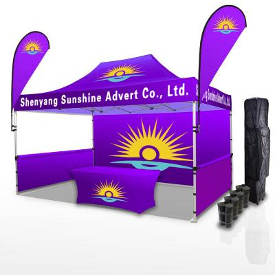 China Healthcare Institutes Portable Outdoor Advertising 10x10 Ft Sunshine Portable Outdoor Exhibition Steel Trade Show Custom Printing Promotional Tent for sale