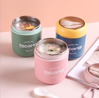 China 2021 Homio Tedemei Manufacturer Stainless Steel 304 Hot Selling Viable Colorful Breakfast Soup Cup Food Container for sale