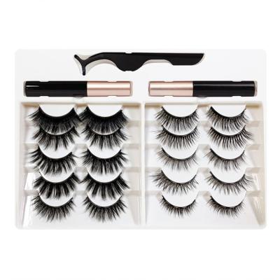 China 10 Pairs Natural Luxury Hand Made Synthetic Hair False Magnetic False Eyelashes for sale