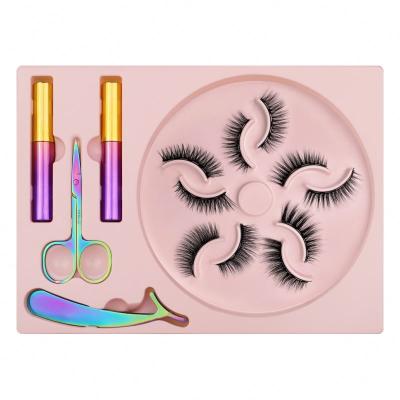 China New Arrival Branded Famous Natural 3D Layered Chemical Fiber Multi Magnetic Eyelash Set for sale